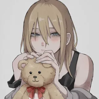🥺 anime, girl, teddy bear, sad, depressed telegram sticker