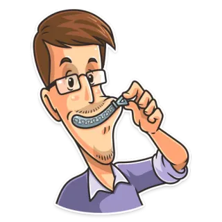 🤐 hombre, aparatos, dental, ortodoncia, sonrisa telegram sticker