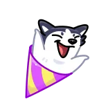 🎉 狗, 哈士奇, 派对, 庆祝, 卡通 whatsapp sticker