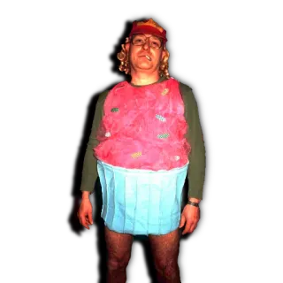 😒 man, cupcake, costume, dessert, funny, weird, party, food telegram sticker
