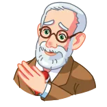 🤪 Sigmund Freud Sigmund Freud, psicologo, filosofo, pensatore, cartone animato, adesivo telegram sticker