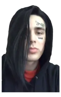 😕 man, hoodie, tattoos, portrait, emo, goth whatsapp sticker