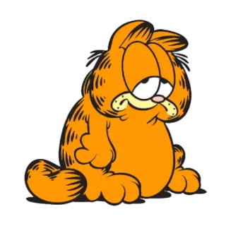 😔 Garfield cat, orange, cartoon, sad, lazy whatsapp sticker