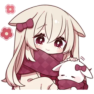 🤗 anime, dễ thương, kawaii, cô gái, động vật, chibi whatsapp sticker
