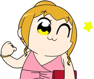 😉 anime, cartoon, illustration, character, pink dress, blonde hair telegram sticker
