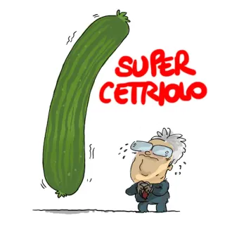 🥒 SUPER CETRIOLO ogórek, super, kreskówka, humor, warzywo, włoski telegram sticker