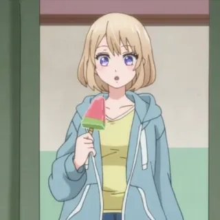 💛 Anime, Fille, Glace, Personnage, Dessin animé, Blonde, Mignon telegram sticker
