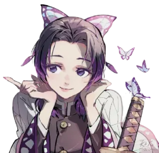 🦋 Shinobu Kocho Demon Slayer Shinobu Kocho, Demon Slayer, Anime, Borboleta, Mangá whatsapp sticker