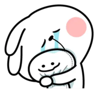 😭 triste, pleurer, mignon, lapin, câlin, dessin animé telegram sticker