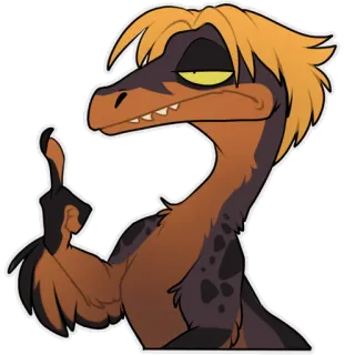 😶 dinosauro, rettile, dito medio, cartone animato, sarcastico, irrispettoso, scortese whatsapp sticker