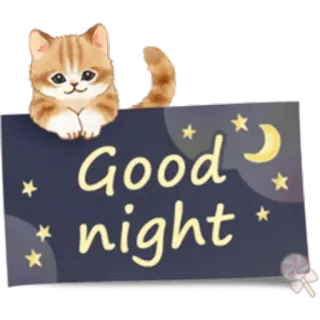 🐱 Good night gato, buenas noches, estrellas, luna, dulce, lindo whatsapp sticker