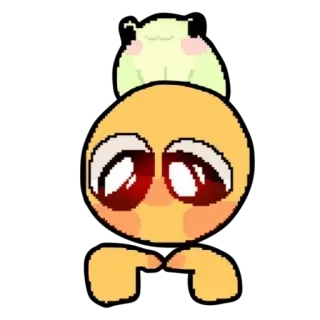 🐸 表情符号, 可爱, 卡哇伊, 数字艺术, 简单, 黄色 telegram sticker
