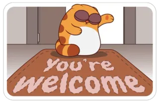 😌 You're welcome chat, bienvenue, paillasson, dessin animé, mignon telegram sticker