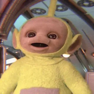 💭 Tinky Winky Teletubbies Teletubbies, Tinky Winky, émission télé, émission pour enfants, jaune, effrayant telegram sticker