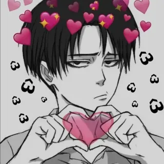 💕 Levi Ackerman Attack on Titan Anime, Levi, Levi Ackerman, Atak Tytanów, Serca, Fanart telegram sticker