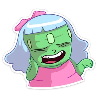 😃 Cartoon, Monster, Mädchen, Zombie, Halloween, Kreatur, Aufkleber telegram sticker