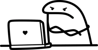 😠 zły, komputer, mem, florkofcows, kreskówka, internet telegram sticker