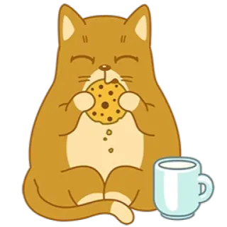 🍪 gatto, biscotto, latte, carino, cartone animato, adesivo telegram sticker
