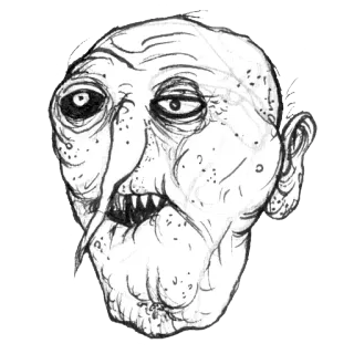 😁 sinistro, monstro, feio, grotesco, horror, desenho, esboço telegram sticker