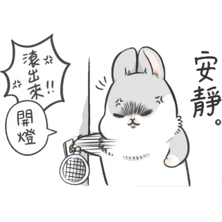 😡 滾出來!! 開燈 angry, rabbit, sticker, light, Taiwanese Mandarin, cartoon telegram sticker