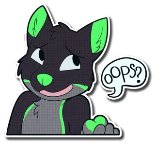 😁 OOPS? Furry, Lobo, Ups, Disculpa, Dibujo animado, Lindo telegram sticker