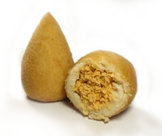 🍙 食べ物, コシーニャ, ブラジルスナック, 鶏肉, 揚げ物, 屋台料理 telegram sticker