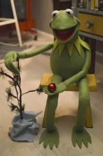 🌟 Kermit kermit, frosch, puppe, muppet, weihnachten, ornament whatsapp sticker