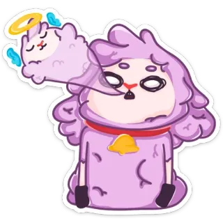 😇 mouton, dessin animé, mignon, ange, cloche telegram sticker