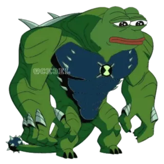 🐸 Pepe the Frog, Ben 10, hybrid, meme, internet culture, cartoon telegram sticker