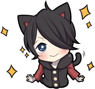 😏 Anime, Chibi, Telinga kucing, Imut, Berkilau telegram sticker