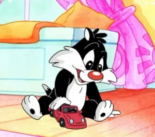 🧃 Sylvester dessin animé, chat, bébé, voiture jouet, Sylvestre le chat telegram sticker