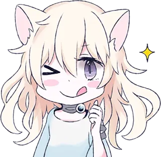 😋 Anime-Mädchen, Katzenohren, süß, zwinkern, kawaii telegram sticker
