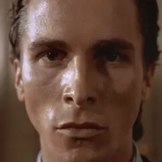 😐 Patrick Bateman American Psycho Film, Psychopath, Geschäftsmann, Christian Bale, 80er, Yuppie whatsapp sticker