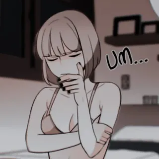✖️ Um... Cartoon, Anime, Mädchen, Frau, Verwirrt, Denkend telegram sticker