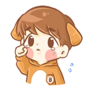 😥 Desenho animado, Triste, Chorando, Menino, Kawaii, Cachorro, Filhote telegram sticker