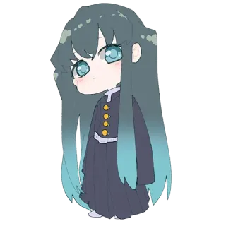 🌀 Muichiro Tokito Demon Slayer 动漫, Q版, 可爱, 鬼灭之刃, 柱, 无一郎 whatsapp sticker