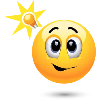 💡 Emoji, Twarz, Pomysł, Żarówka, Myślenie, Szczęśliwy telegram sticker