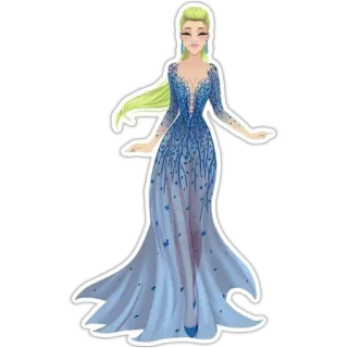 💃 Frau, Kleid, Blau, Langes Kleid, Blond, Mode, Abendkleid telegram sticker