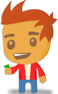 😅 cartoon, personage, illustratie, jongen, oranje haar, rode jas telegram sticker