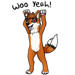 👍 Furry, Vos, Anthro, Cartoon, Dier, Karakter telegram sticker