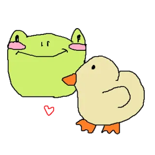🤍 กบ, เป็ด, การ์ตูน, น่ารัก, สัตว์ telegram sticker