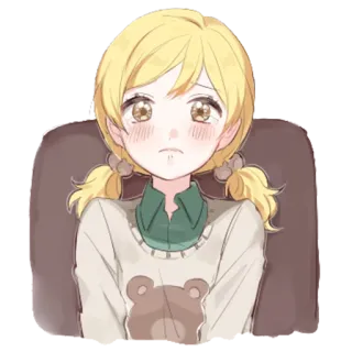 ☹ Anime, Ragazza, Bionda, Carina, Cartone animato, Kawaii telegram sticker