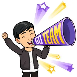 👍 GO TEAM celebración, apoyo, espíritu de equipo, motivación, ánimo, Bitmoji telegram sticker