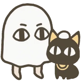 🫥 ghost, cat, halloween, spooky, cute, cartoon whatsapp sticker