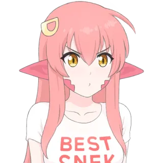 🐍 BEST SNEK Anime, Chica monstruo, Serpiente, Pelo rosa, Lindo, Snek telegram sticker