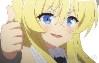 👍 Anime, Gadis, Jempol ke atas, Positif, Semangat telegram sticker