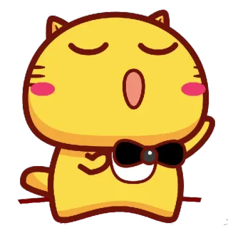 🎩 Katze, Cartoon, Tier, süß, kawaii, gelb, Schleife telegram sticker