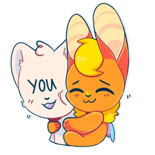 ☺️ YOU mono, animal, kawaii, dibujos animados, abrazo, amistad, personaje telegram sticker
