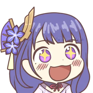 🤩 Raiden Shogun Genshin Impact Anime, Genshin Impact, Raiden Shogun, Videojuego, Lindo, Emoji, Chibi telegram sticker