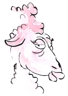 🤡 cừu, động vật, màu nước, hình minh họa, màu hồng, chân dung telegram sticker